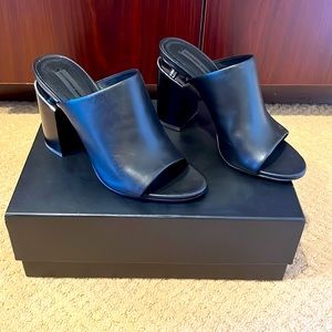 Alexander Wang black leather slides. Size 38 New